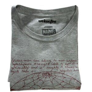 WE LOVE FINE Marvel Spider-Man Men's T-Shirt Vitruvian Gray Cotton Blend Size XL